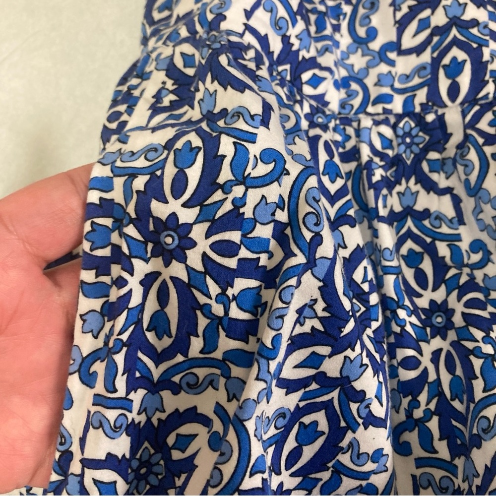 Milly dress 10 fit and flare skater blue white floral paisley pockets Zipper - Picture 10 of 16